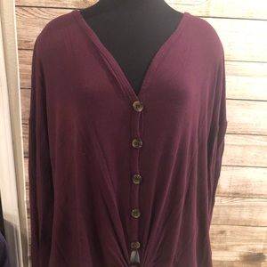 Women’s lose fitting button down and tie top